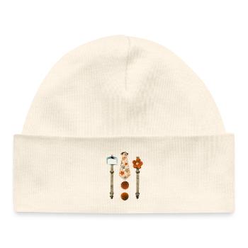 Vintage Sternen-Tie Muster - Baby Organic Mütze - Weiß - Vorne