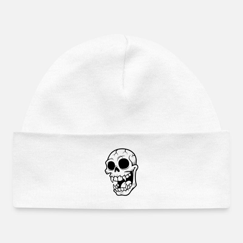 Mad Vampire Skull - Baby Organic Beanie - white
