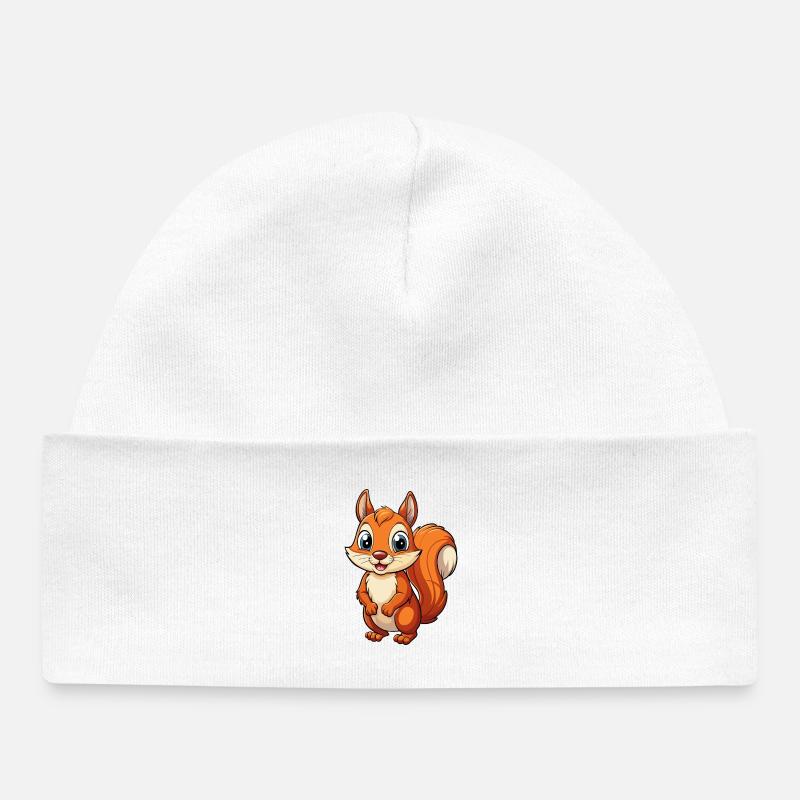 écureuil - Bonnet bébé bio - blanc
