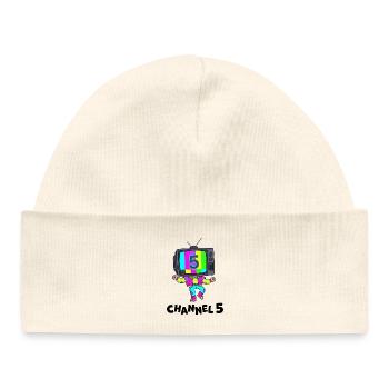 Channel 5 Retro TV Birthday - Baby Organic Beanie - white - Front