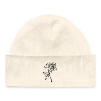 Fleur de rose - Bonnet bébé bio - blanc - Devant