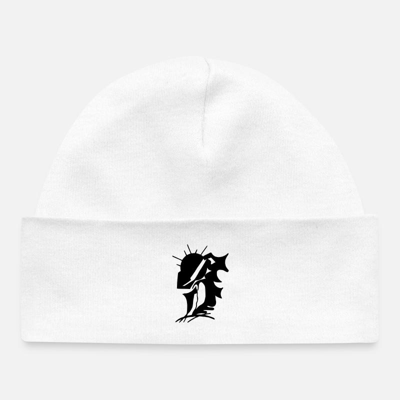 Black Silence Minimal Design - Baby Organic Beanie - white
