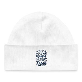 Drama Save Llama Saying - Baby Organic Beanie - white - Front