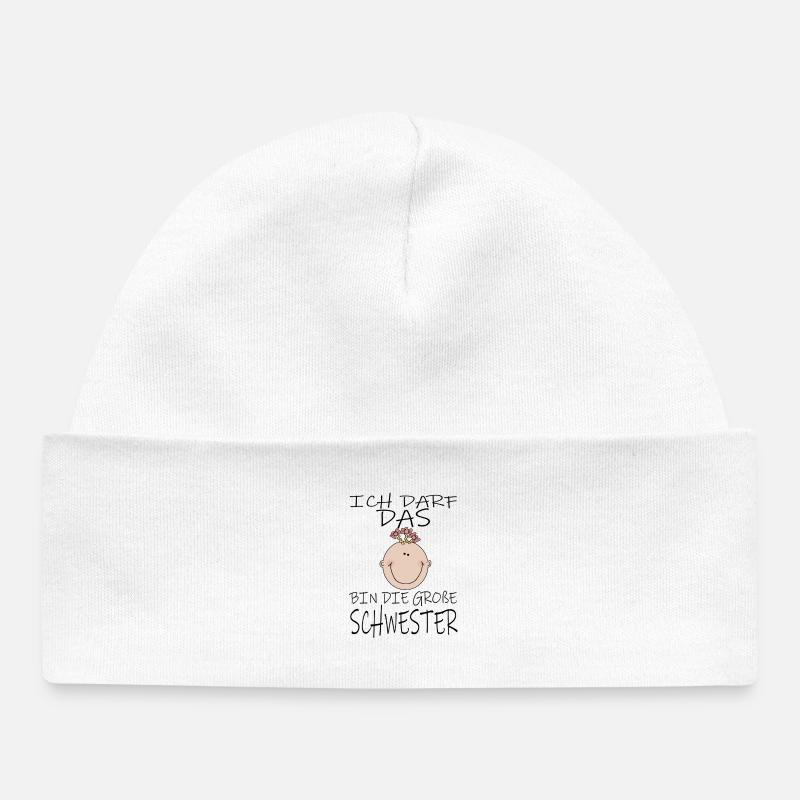 Darf das bin die Große Schwester - Baby Organic Mütze - Weiß