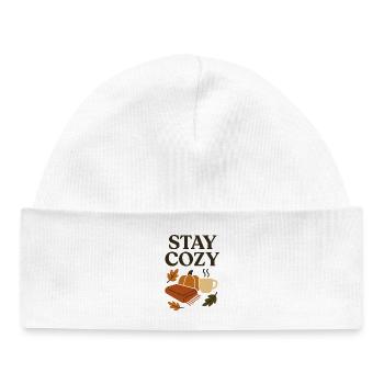 Autumn cosiness: Stay Cozy - Baby Organic Beanie - white - Front