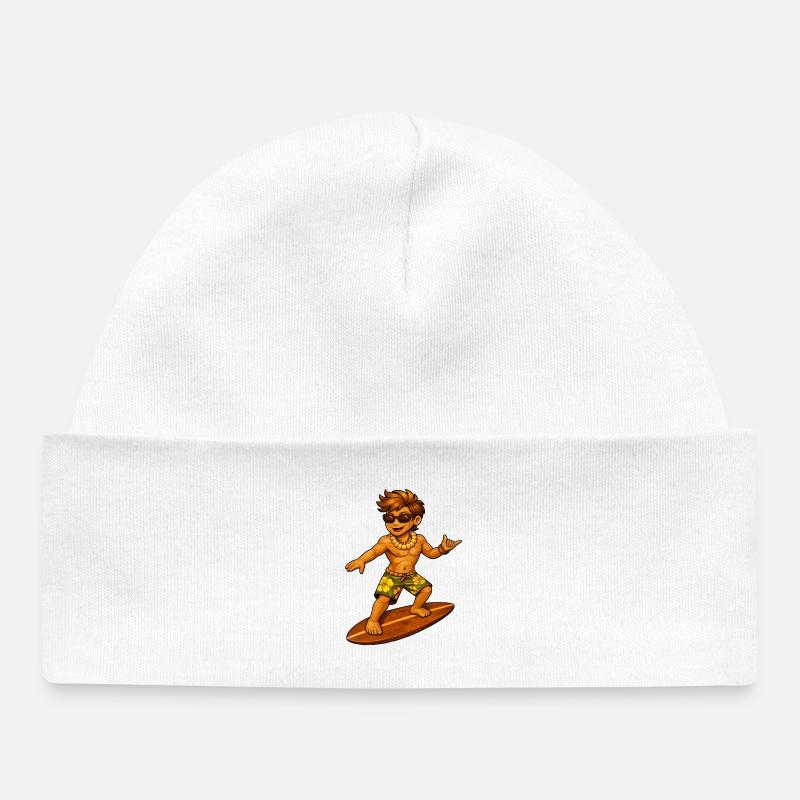 Surfer style hawaïen - Bonnet bébé bio - blanc