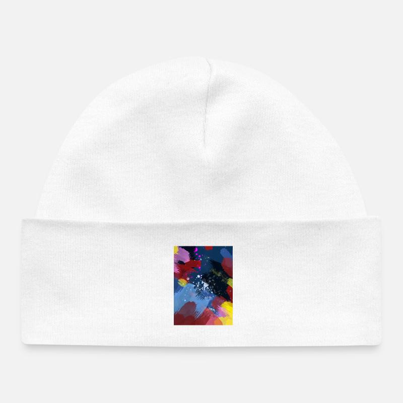 Color Explosion Ink Strips - Baby Organic Beanie - white