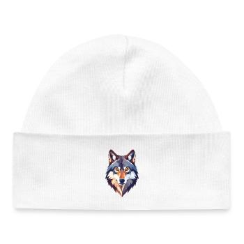 Motif de tête de loup Illustration de tête de loup fière - Bonnet bébé bio - blanc - Devant