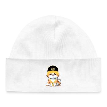 Chat swag - chat cool - Bonnet bébé bio - blanc - Devant