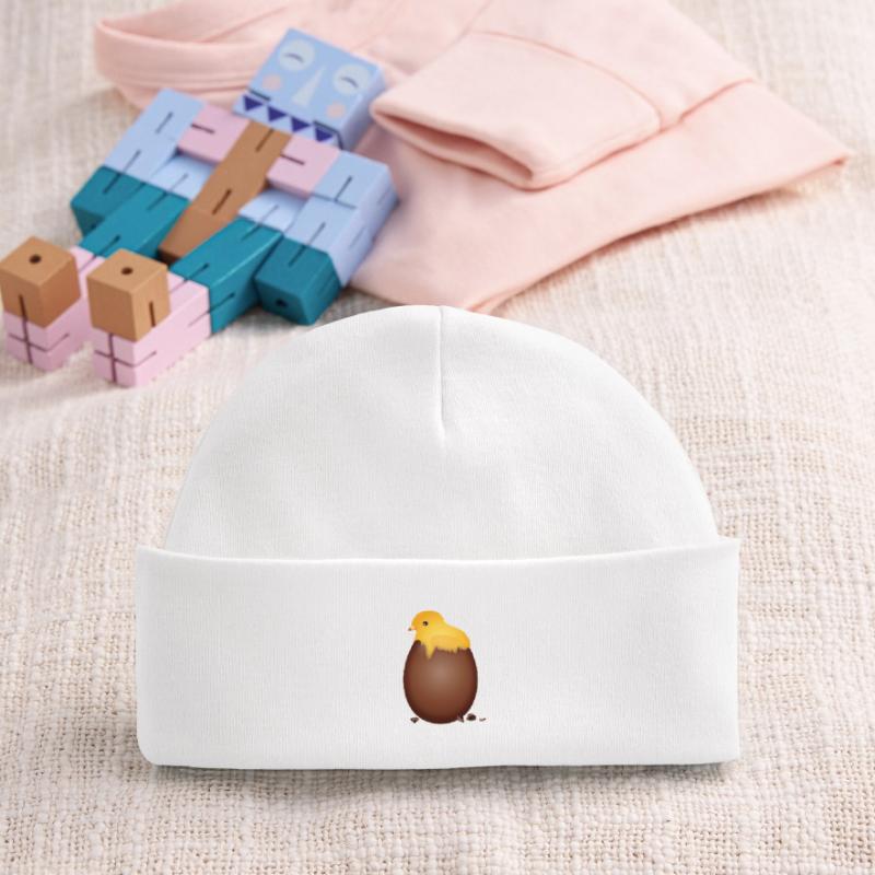 Chocolate Easter Egg with Cute Chick Baby Organic Beanie
