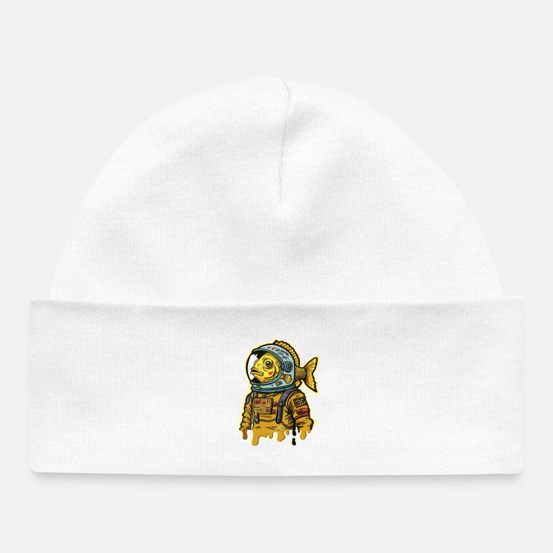 Poisson astronaute street art - Bonnet bébé bio - blanc