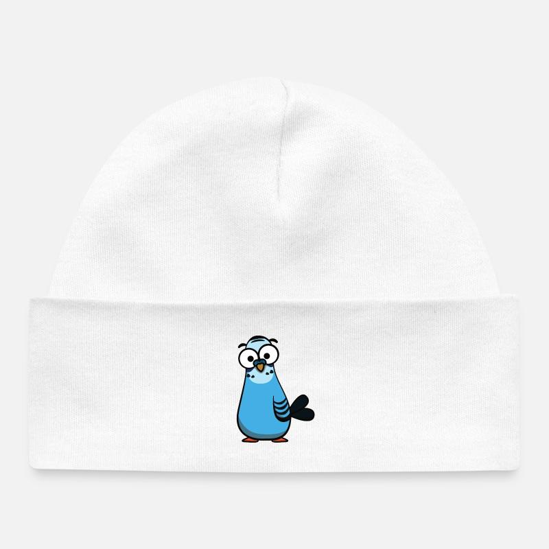 Illustration de perruche perruche en dessin animé bleu - Bonnet bébé bio - blanc
