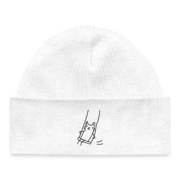 Cat swings - Baby Organic Beanie - white - Front