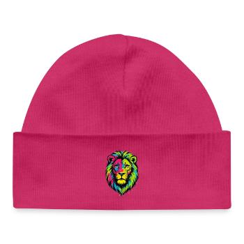 Lion sauvage coloré - Art couleurs Pop - Bonnet bébé bio - blanc - Devant