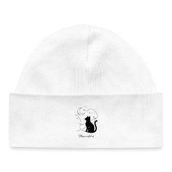 Moonwatcher Cat Silhouette Night - Baby Organic Beanie - white - Front