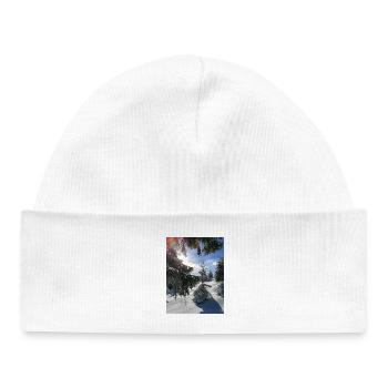 Winter Forest Rays of sunshine in the snow - Baby Organic Beanie - white - Front