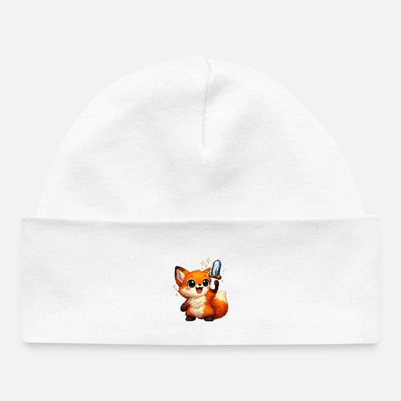 Renard Kawaii - Bonnet bébé bio - blanc