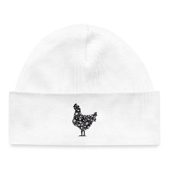 Fans de poulet - Coq - Coq - Poulet fleur - Bio - Bonnet bébé bio - blanc - Devant
