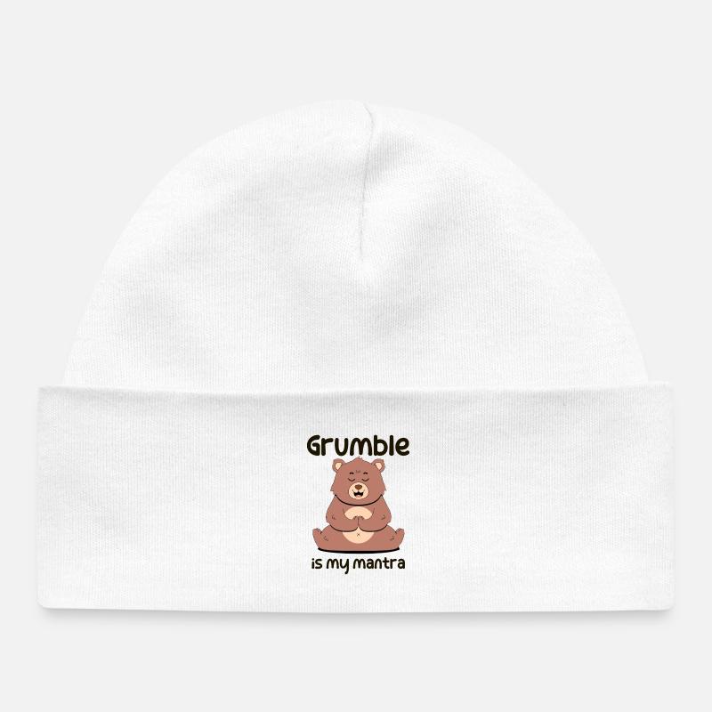 Grogner est mon mantra - Bonnet bébé bio - blanc