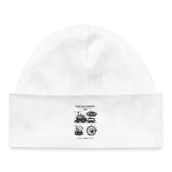Vintage Dampflokomotiv-Bauplan - Baby Organic Mütze - Weiß - Vorne