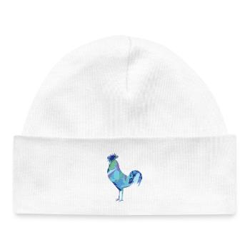 Fans de poulet - Coq - Coq - Poulet fleur - Bio - Bonnet bébé bio - blanc - Devant