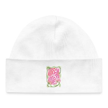 Design floral bohème rose dessiné à la main - Bonnet bébé bio - blanc - Devant