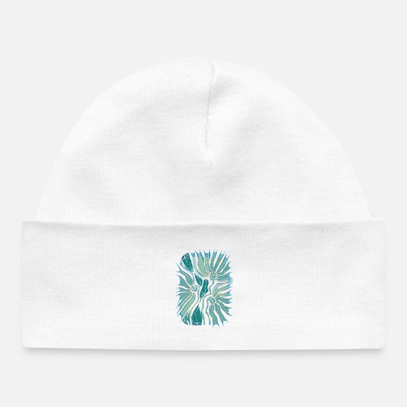 Floraison tropicale abstraite en sarcelle - Bonnet bébé bio - blanc