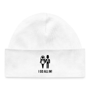 I Go All In! (Wedding Marriage Groom Bride / B) - Baby Organic Beanie - white - Front