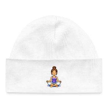 Femme méditant en tailleur - Bonnet bébé bio - blanc - Devant