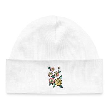 Stained Glass Bloom Trio - Baby Organic Beanie - white - Front