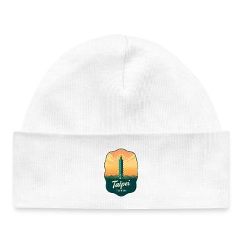 Taipei 101 Taiwan Vintage Sunset Travel Badge - Baby Organic Beanie - white - Front
