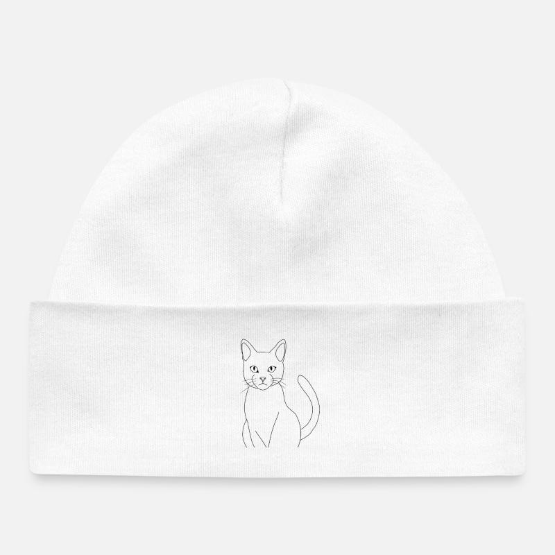 Chat minimaliste élégant  - Bonnet bébé bio - blanc