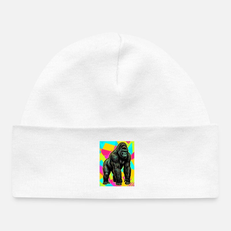 gorille - Bonnet bébé bio - blanc