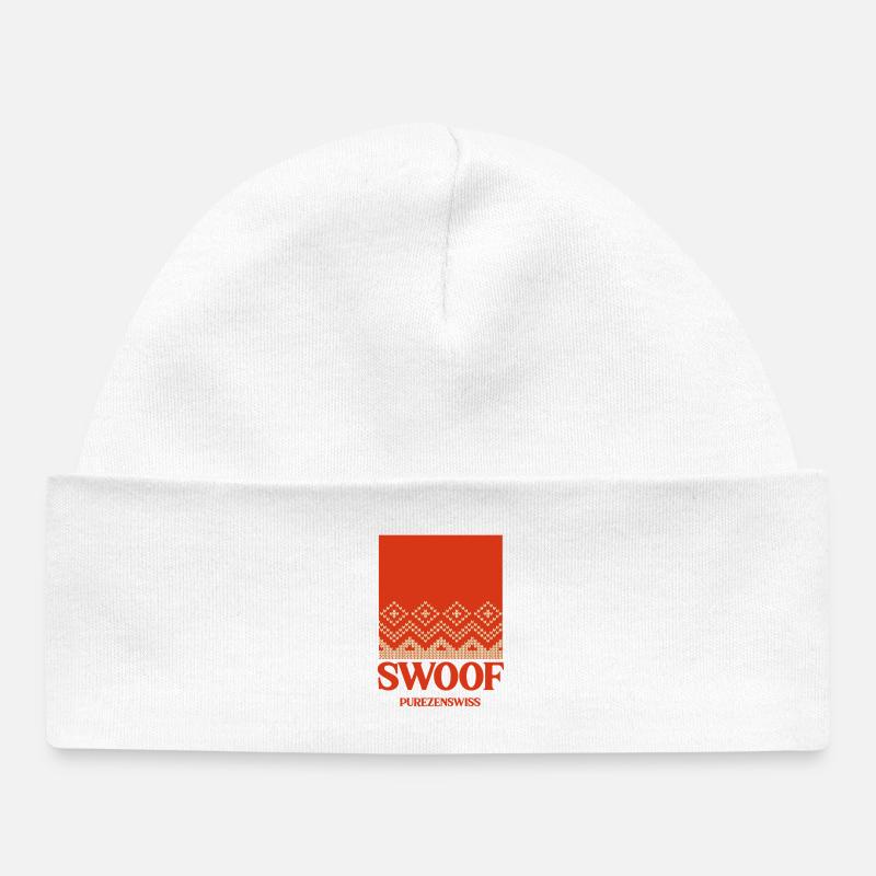 Nordic Knitting Pattern Red - Baby Organic Beanie - white