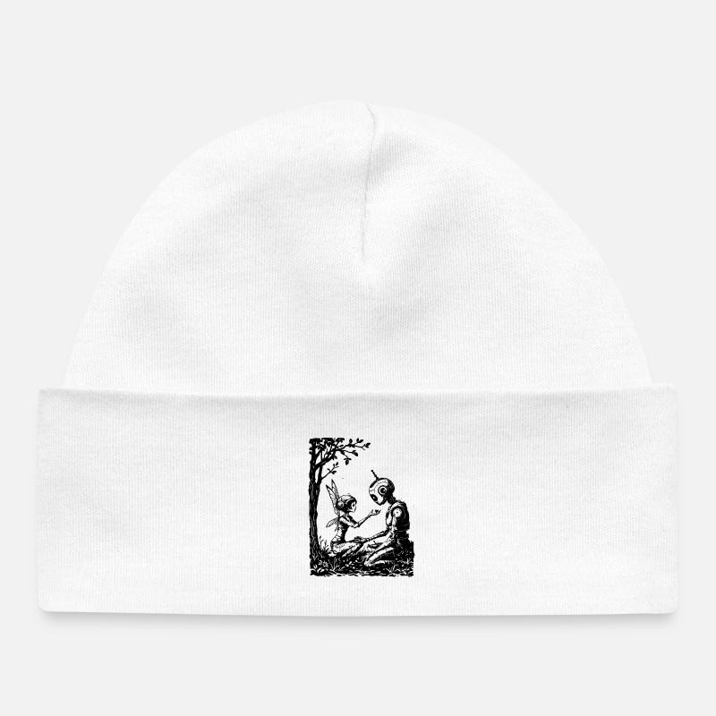 Fairy Fixing a Robot - Baby Organic Beanie - white