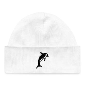 Jumping Dolphin - Baby Organic Beanie - white - Front