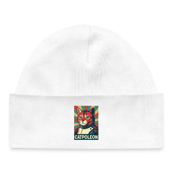 Catpoleon – Cat as Napoleon Retro Poster - Baby Organic Beanie - white - Front