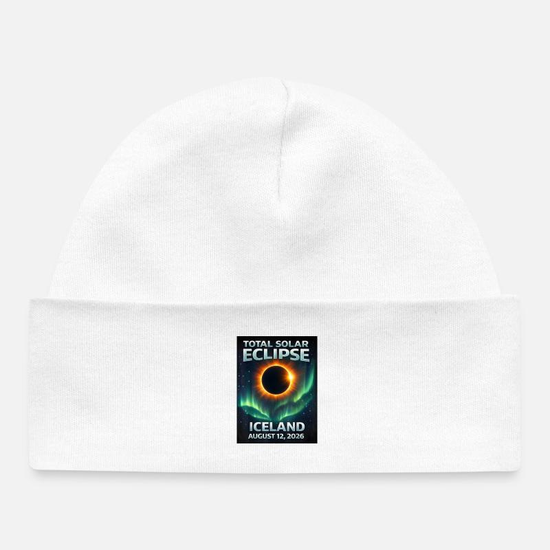 Éclipse solaire totale Islande 2026 Reykjavik - Bonnet bébé bio - blanc