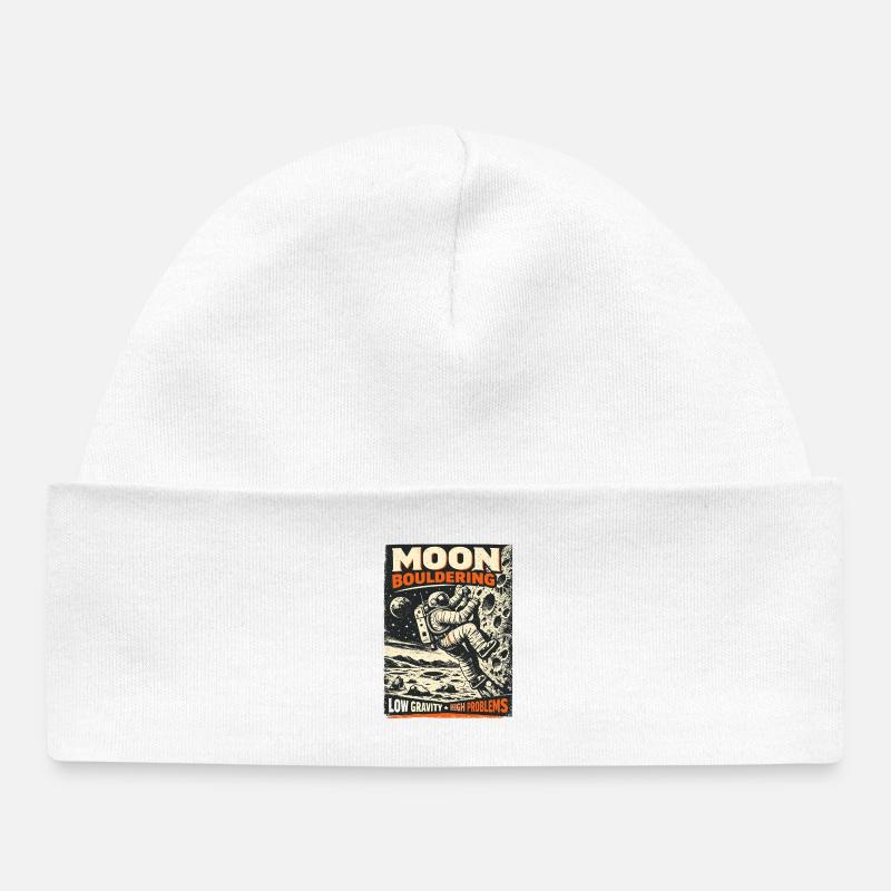 Bloc lunaire : conception vintage d’escalade d’astronaute - Bonnet bébé bio - blanc