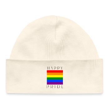 FIERTÉ HEUREUSE Rainbow LGBTQIA+ - Bonnet bébé bio - blanc - Devant