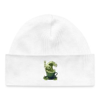 Matcha Wave Shirt Japan Style Tee Design - Baby Organic Mütze - Weiß - Vorne