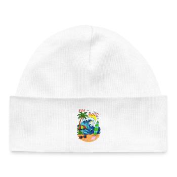 Sea Mood – retro summer beach vibe - Baby Organic Beanie - white - Front