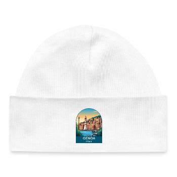Art d’affiches de voyage vintage à Gênes, Italie - Bonnet bébé bio - blanc - Devant