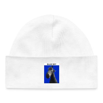 Ciel bleu et cheval - Bonnet bébé bio - blanc - Devant