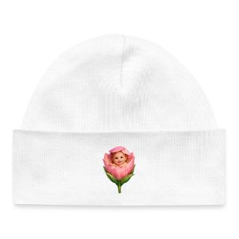 Baby in Pink Peony Bloom - Baby Organic Beanie - white - Front