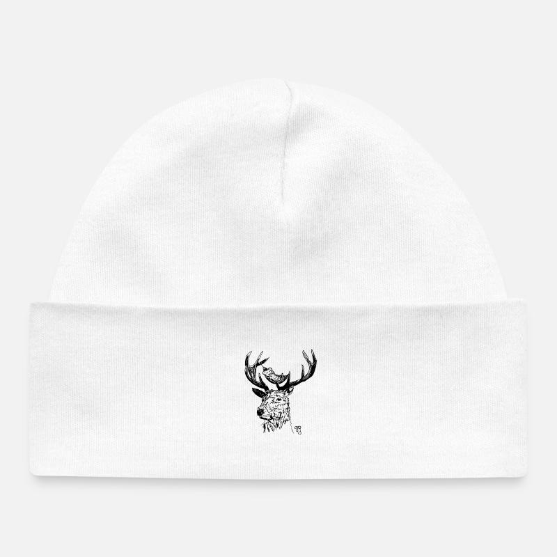 Deer and Mouse - Baby Organic Beanie - white