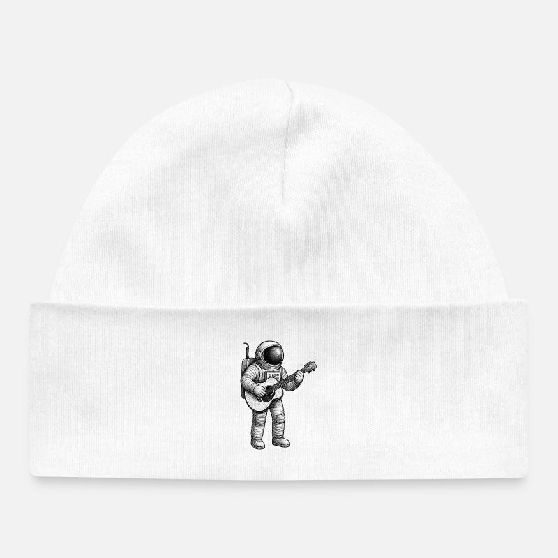 Sketch de guitare d’astronaute - Bonnet bébé bio - blanc