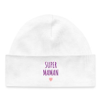 Super Maman Coeur - Bonnet bébé bio - blanc - Devant