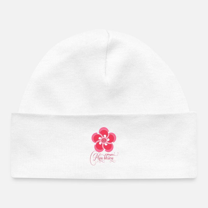 Plum blossom - Bonnet bébé bio - blanc