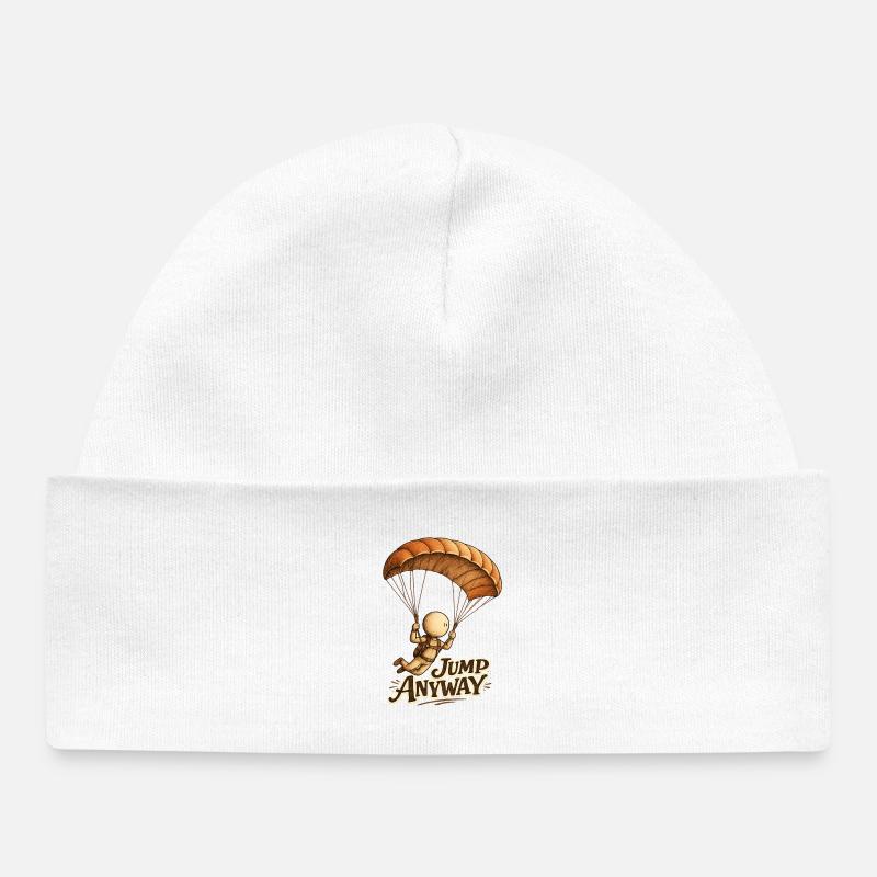 La Petite Pensée | Courage de sauter : Sauter quand même - Bonnet bébé bio - blanc